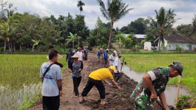 Semangat Gotong Royong: Babinsa dan Warga Golong Berkolaborasi Perbaiki Infrastruktur Desa